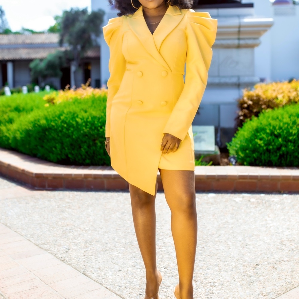 Yellow blazer dress